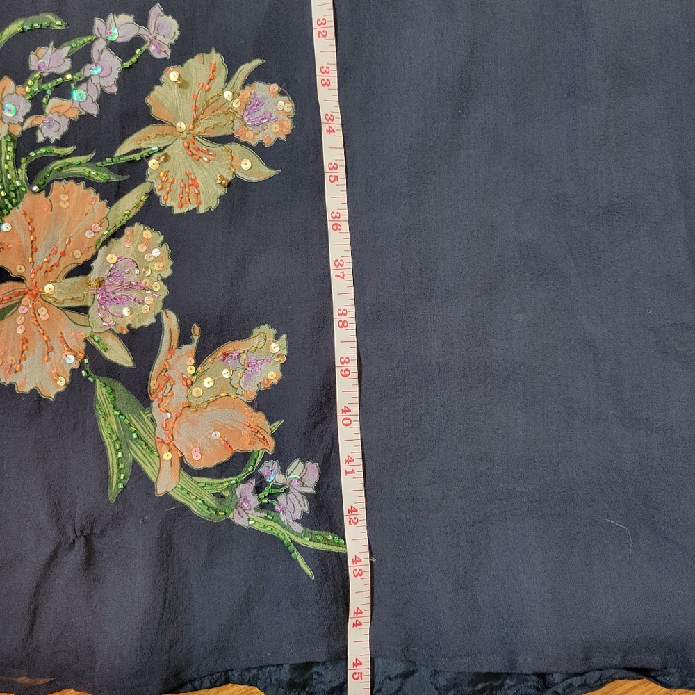 Robbie Bee 100% Silk floral Navy Sleeveless Dress Size 10 - Picture 13 of 14